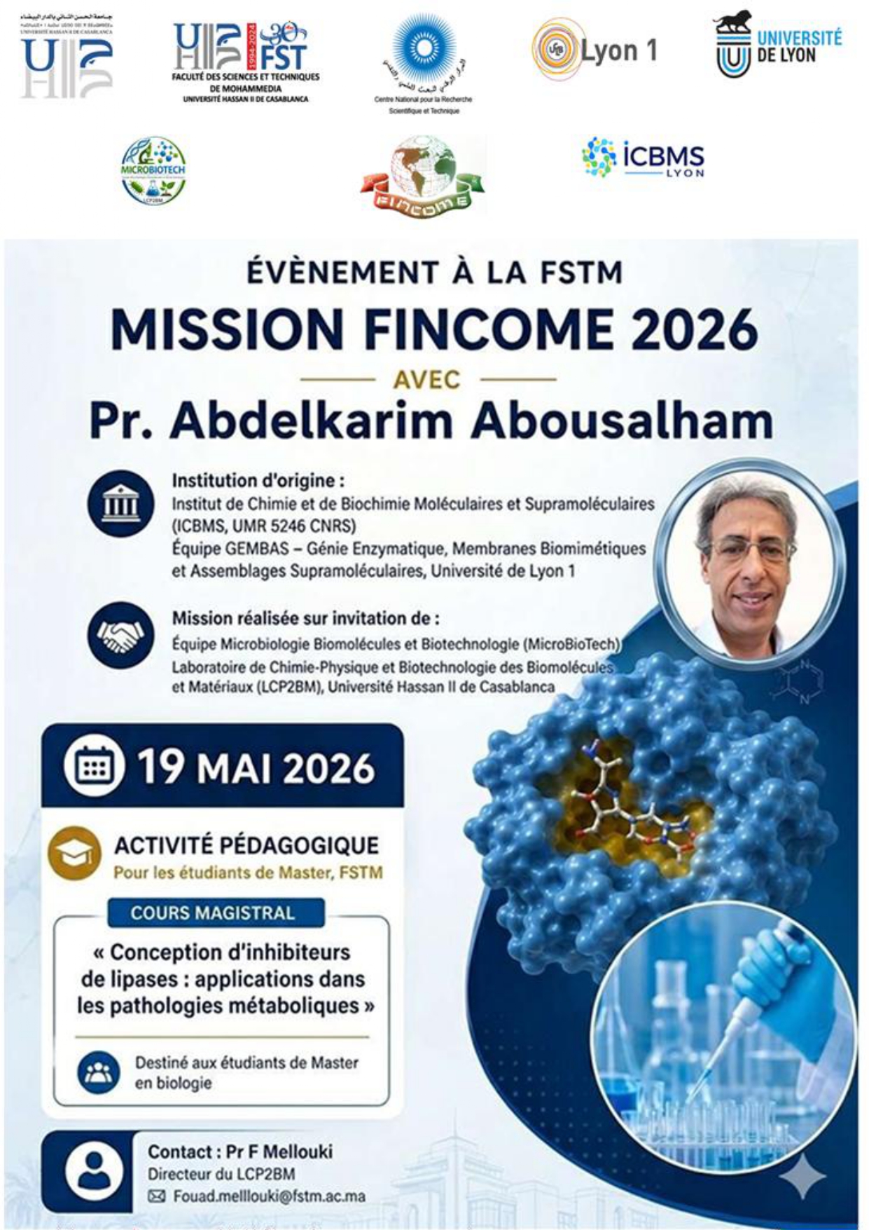 Affiche Mission FINCOME 2026 - Conférence Pr. Abdelkarim Abousalham
